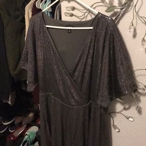 Torrid size 2 Plus Size wrap grey sequins dress